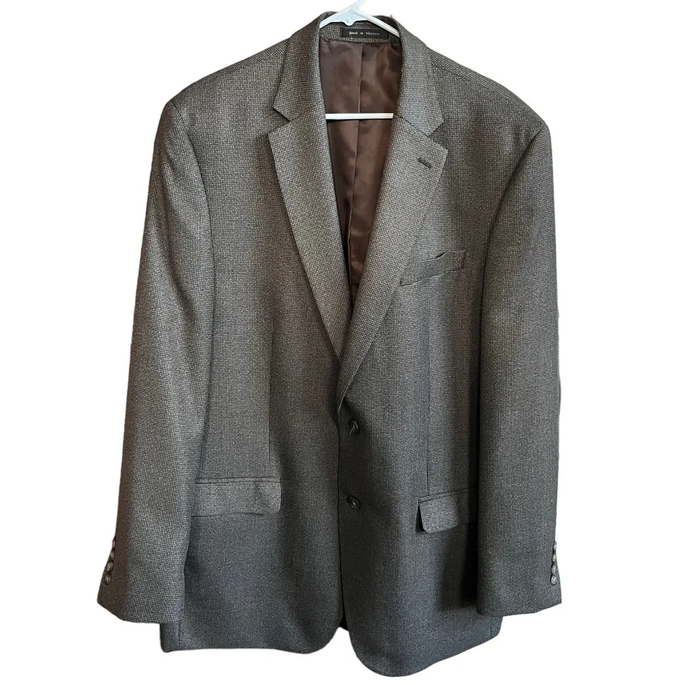 Chaps Brown/Gray Pattern Rayon Poly Blend Men's Blazer Sports Coat Size 44L